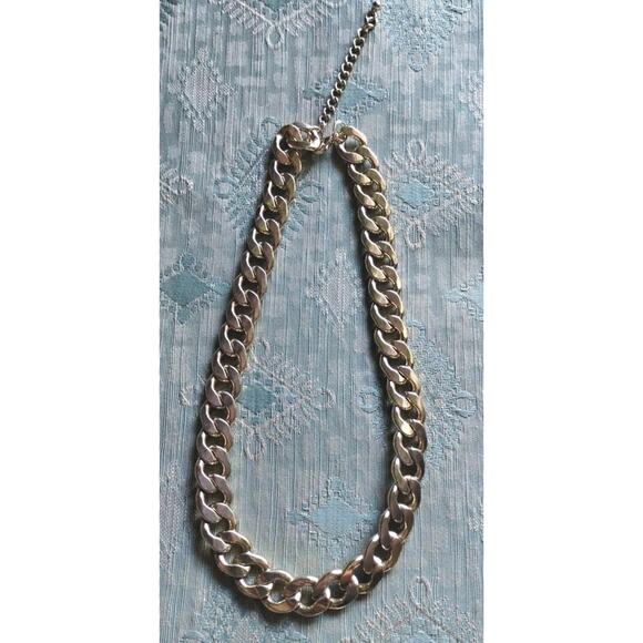 Vintage Estate CHUNKY Curb Link Chain Gold Tone 18-20" Adjustable Necklace HEAVY - Picture 6 of 9